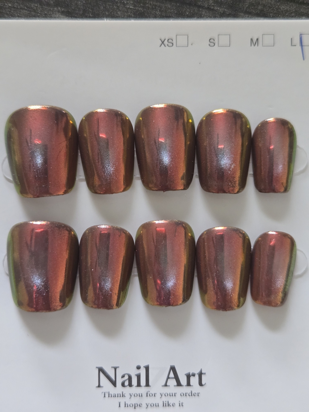Metallic Brown & Red Press-On Nails NWT